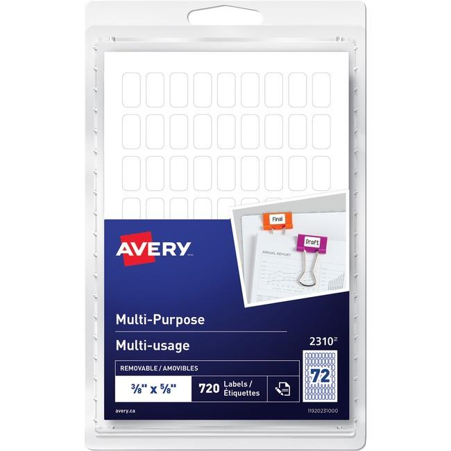 Avery? Multi-Purpose Removable Labels Handwrite, ?" x ?" Removable Matte White Paper / White / Removable