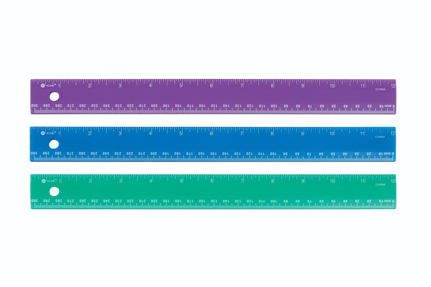 30cm/12? Asst Colours, Double Bevel ? 1/16? & mm Scales /
30cm/12 po couleurs assorties, deux biseaux ? 1/16 po & mm