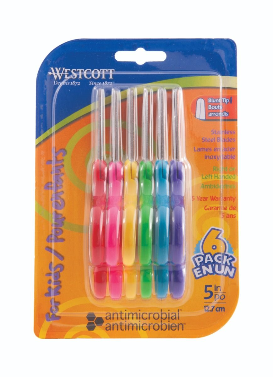 5? Antimicrobial Blunt Kids Scissors, 6/pk / Ciseaux ? bouts ronds avec protection antimicrobienne pour enfants, 5 po - 6/paquet