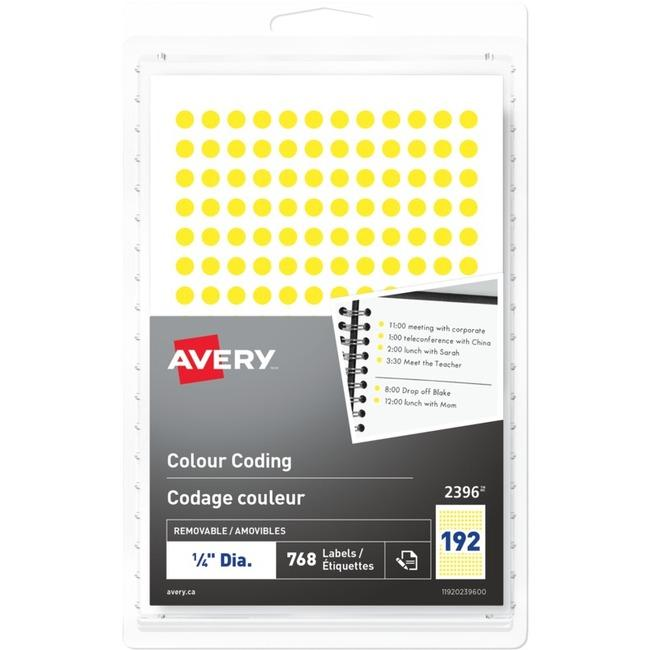2396 Avery? Removable Colour Coding Labels Handwrite, ?" Yellow / Removable