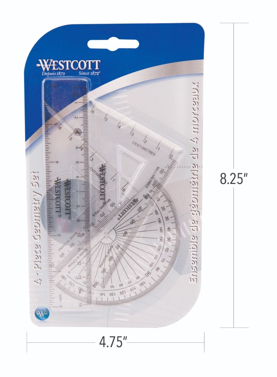 4pc Math Pack /
Trousse de g?ometrie 4 pi?ces