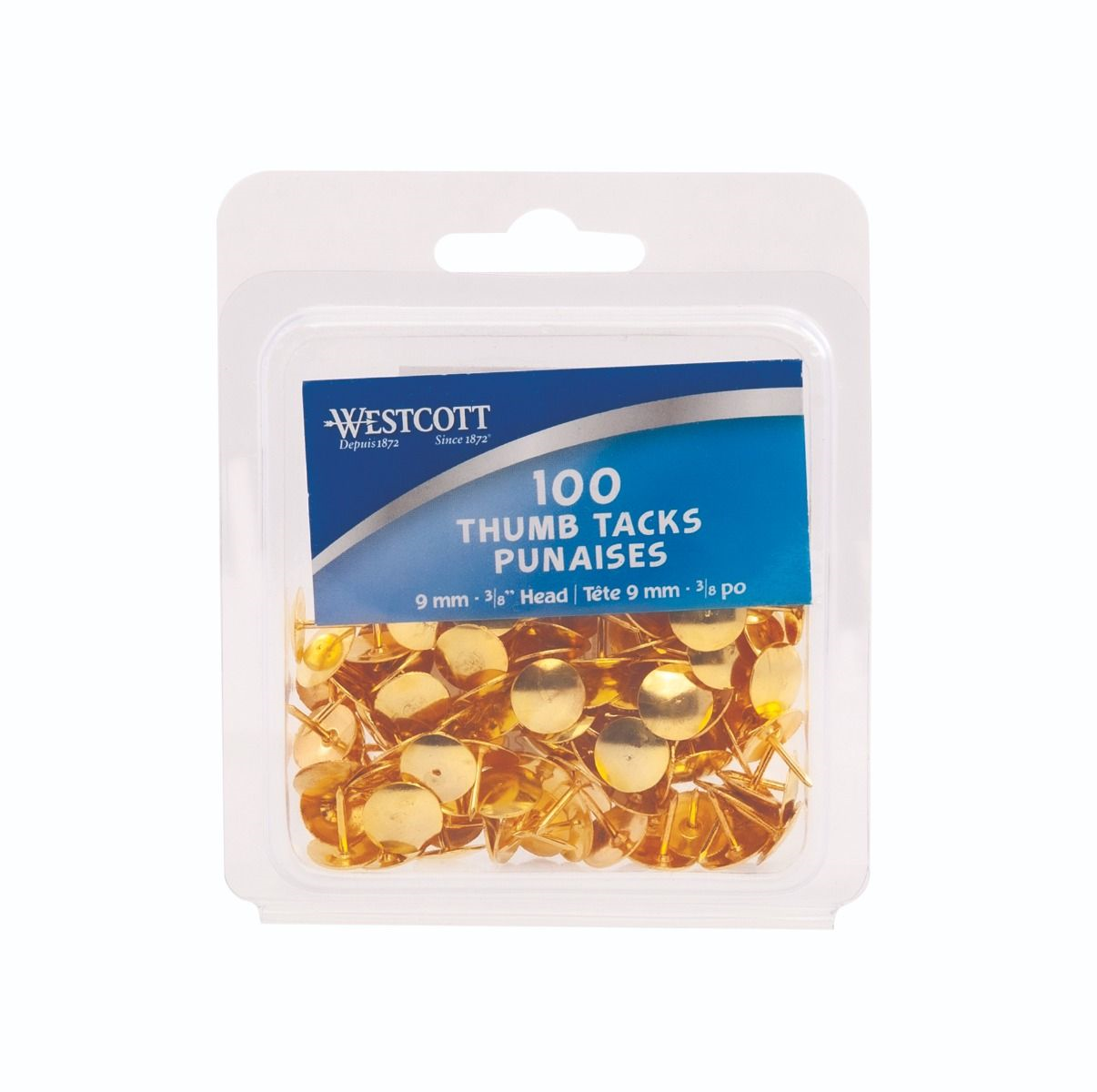 Brass Thumb Tacks 100/Clamshell /
Punaises laitonn?es, 100 par coquille