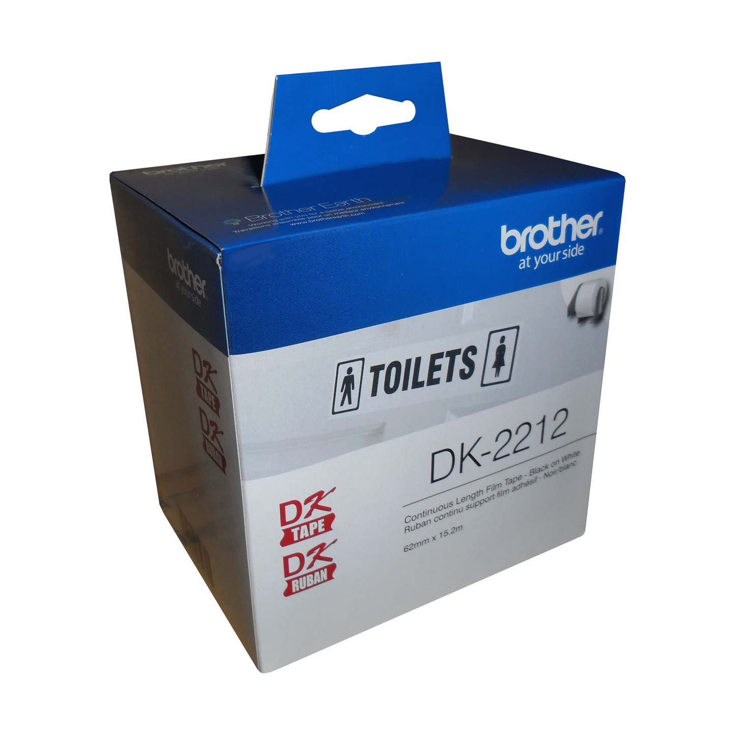 Brother DK-2212 Black/White Continuous Length Film Tape 2.4" x 50' (62 mm x 15.2 m)