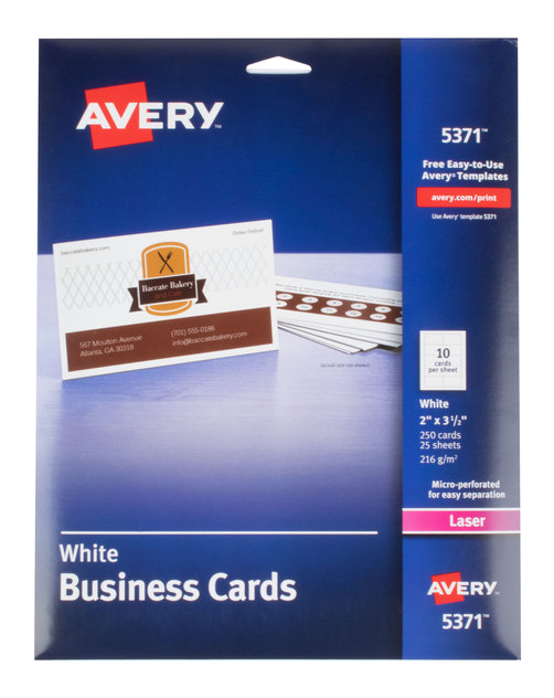 5371 PERFORATED BUSINESS CARDS, WHITE, 2" X 3 1/2", 25 SHEET
