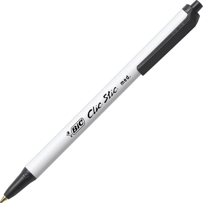 BIC CLIC STIC, Medium Point / Pointe moyenne,Box / Bo?te - Black, 12 units