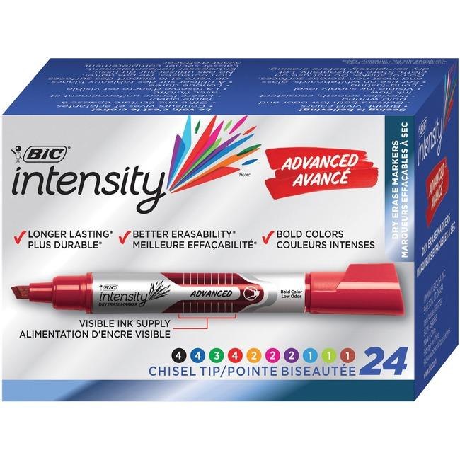 Bic Intensity Dry Erase / Chisel Point-Assorted - Assorted, 24 Units