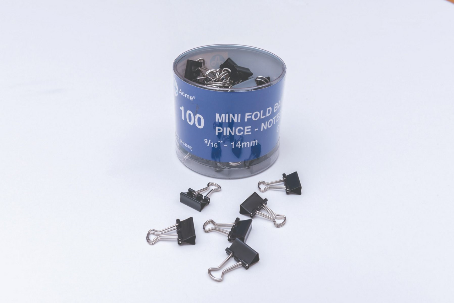 Fold Back Clips 9/16" ? 15 mm Black - 100 per Tub / Pince-notes 9/16 po ? 15 mm en noir - 100 par bacs