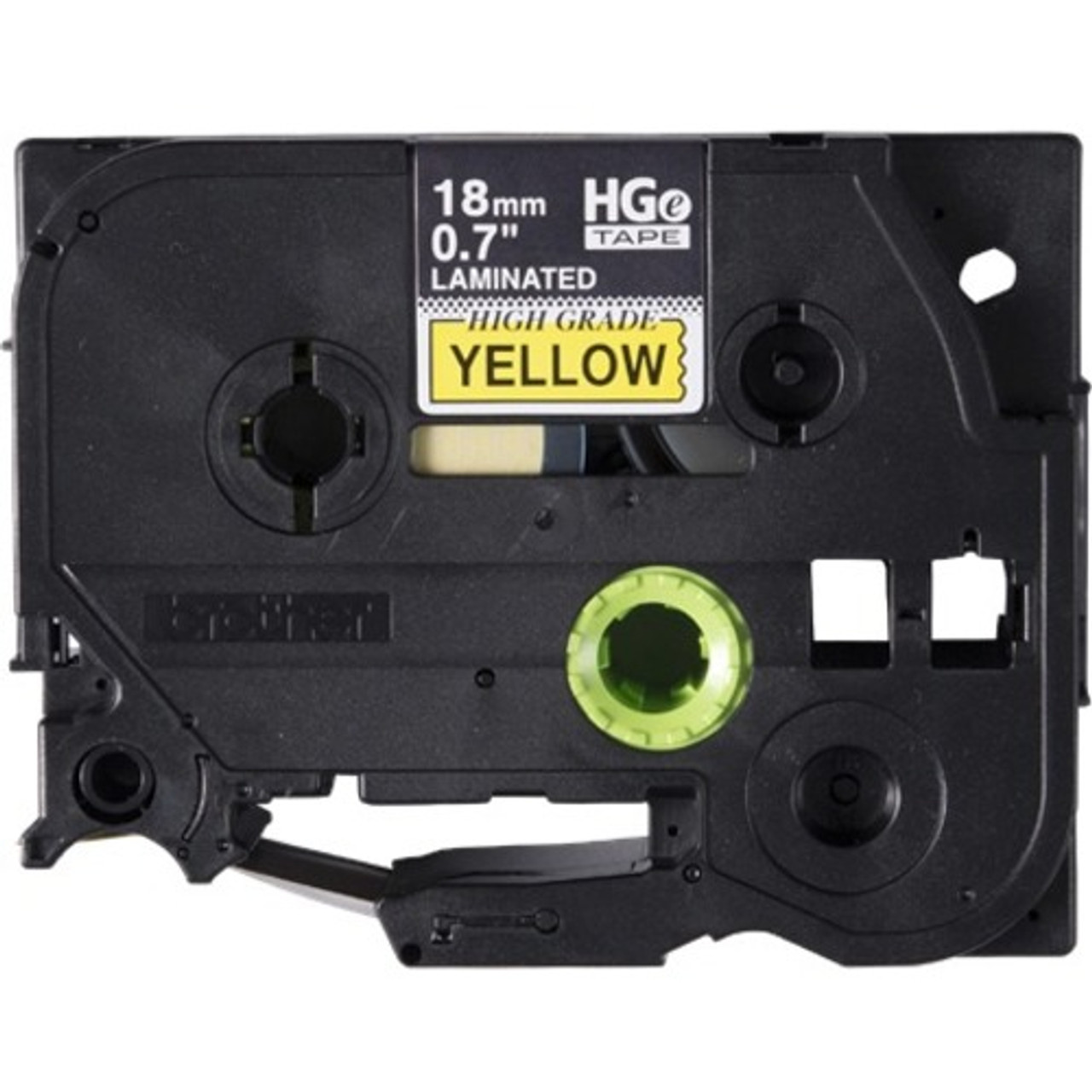 Brother HGE6415 Pack Black on Yellow HGe 18 mm Tape with Standard Adhesive, 8 m 5-pack