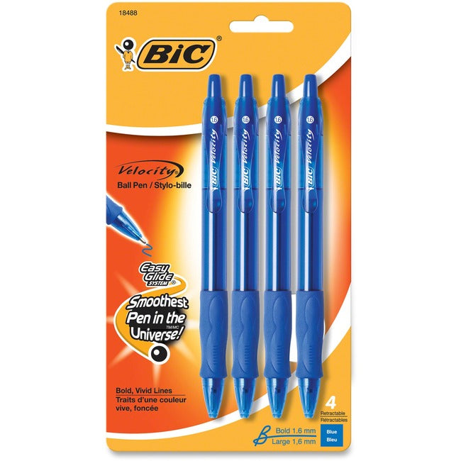 BIC GlideTM/MC Bold, Bold Point / Pointe large, Blister / Emballage - Blue, 4 units