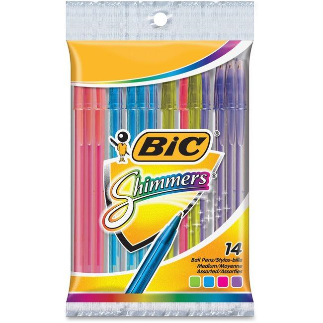 BIC CRISTAL FASHION, Medium Point / Pointe moyenne, Pouch / Pochette - Assorted, 14 units