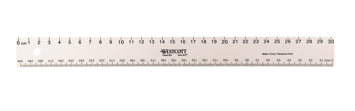 30cm White Plastic Ruler (cm 0-30, mm 0-300) /
R?gle blanche en plastique de 30 cm (cm 0-30, mm 0-300)