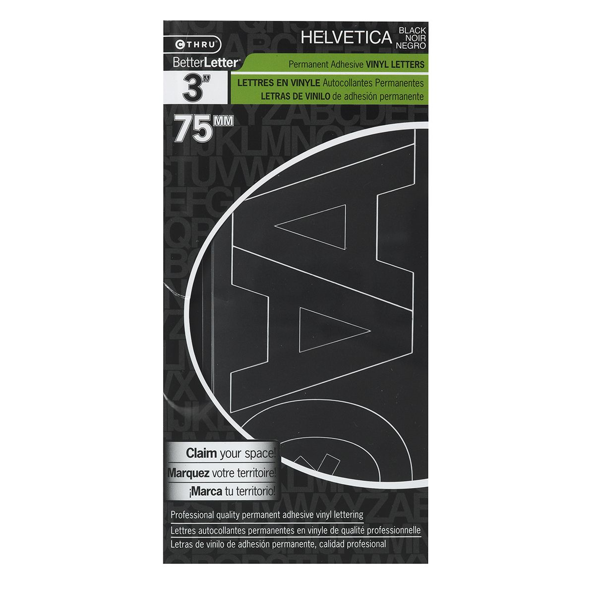 3? Helvetica Vinyl Letters, Black, Caps and Numbers Lettres en vinyle de 3 po Helvetica, noires, majuscules et nombres