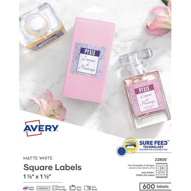 22805 PRINTTOTHEEDGE SQUARE LABELS 1 1/2" X 1 1/2", 25 SH