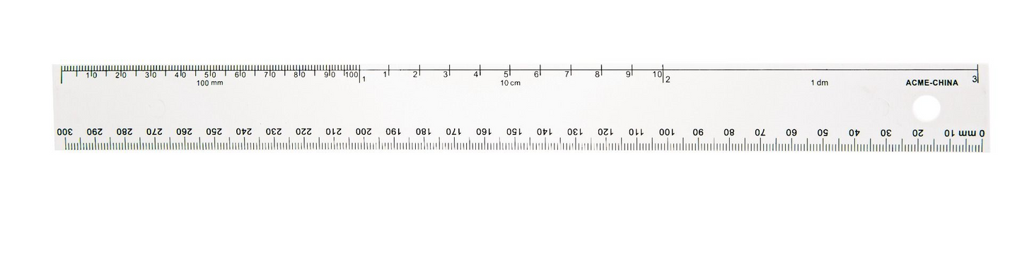 30cm White Plastic Ruler (0.5cm 0-30/0.5cm 0-10/cm 0-10/dm, mm 0-300) / R?gle blanche en plastique de 30 cm (0,5cm 0-30/0,5cm 0-10/cm 0-10/dm, mm 0-300)