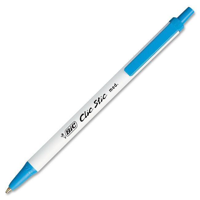BIC CLIC STIC, Medium Point / Pointe moyenne,Box / Bo?te - Blue, 12 units