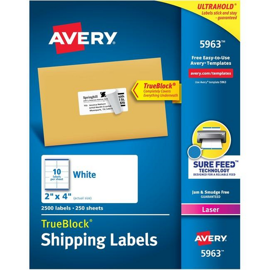 5963 WHITE, TRUEBLOCK, 4" X 2", PERMANENT,  250 SHEETS/BOX,