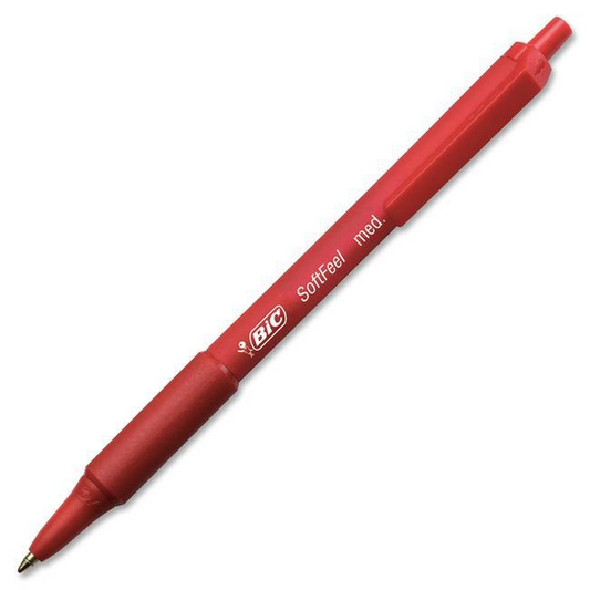 BIC SOFT FEEL, Medium Point / Pointe moyenne, Box / Bo?te - Red, 12 units