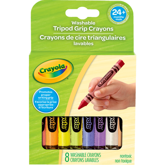 8 Washable Tripod Grip Crayons