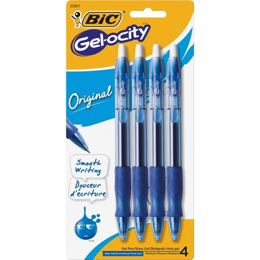 BTS BONUS - BIC GELOCITY Original, 0.7mm point/ pointe de 0,7 mm, Blister / Emballage - Blue, 4 + 1 units