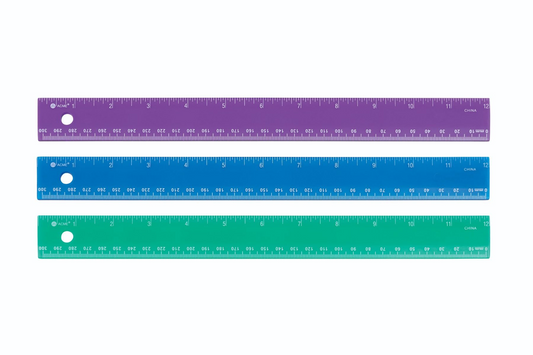 30cm/12? Asst Colours, Double Bevel ? 1/16? & mm Scales / 
30cm/12 po couleurs assorties, deux biseaux ? 1/16 po & mm