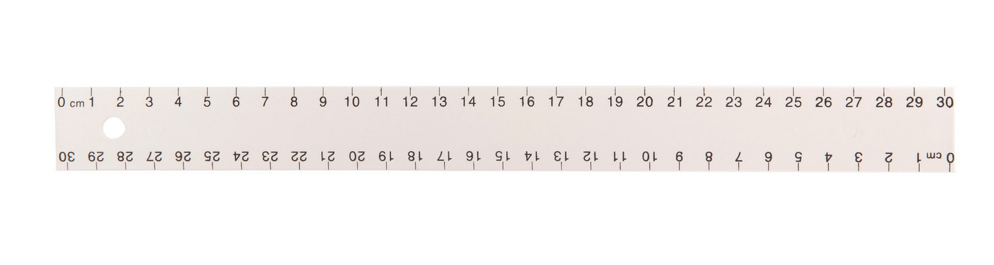30cm White Plastic Ruler (cm 0-30) / 
R?gle blanche en plastique de 30 cm (cm 0-30)