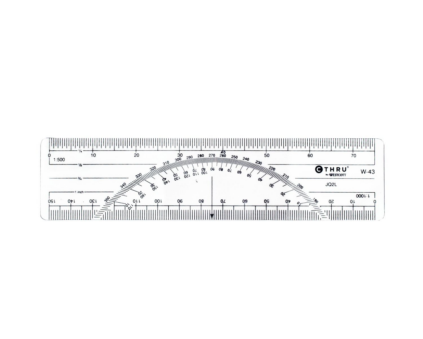Metric Protractor Ruler with 1:500 and 1:1000 Scale, 15cm/6?
R?gle rapporteur m?trique avec ?chelles ? 1:500 et 1:000, 15cm/6 po