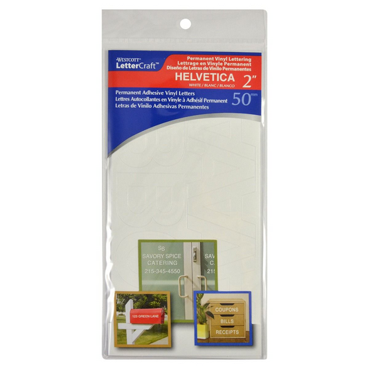 2? Helvetica Vinyl Letters, White, Caps and Numbers Lettres en vinyle de 2 po Helvetica, blancs, majuscules et nombres