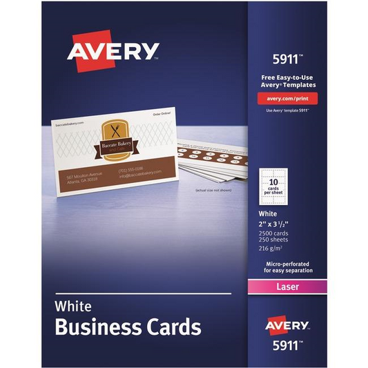 5911 PERFORATED BUSINESS CARDS, WHITE, 2" X 3 1/2", 250 SHEE