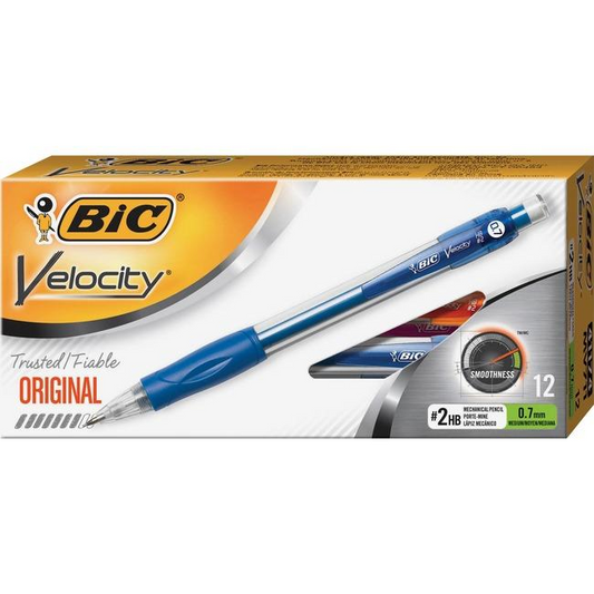 BIC Velocity Pencil Porte-mine, Medium/Moyenne (0.7 mm), Box / Bo?te - Black, 12 units