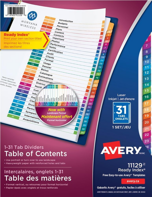 Avery 11129 Dividers