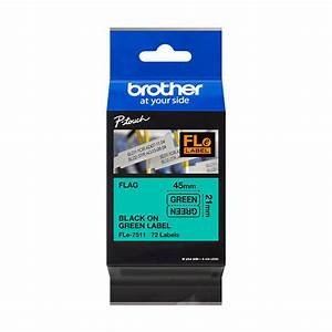Brother Genuine FLe7511 Black Ink on Green Polyester Die-Cut Flag Labels for P-touch Label Makers, 21 mm wide x 45 mm long