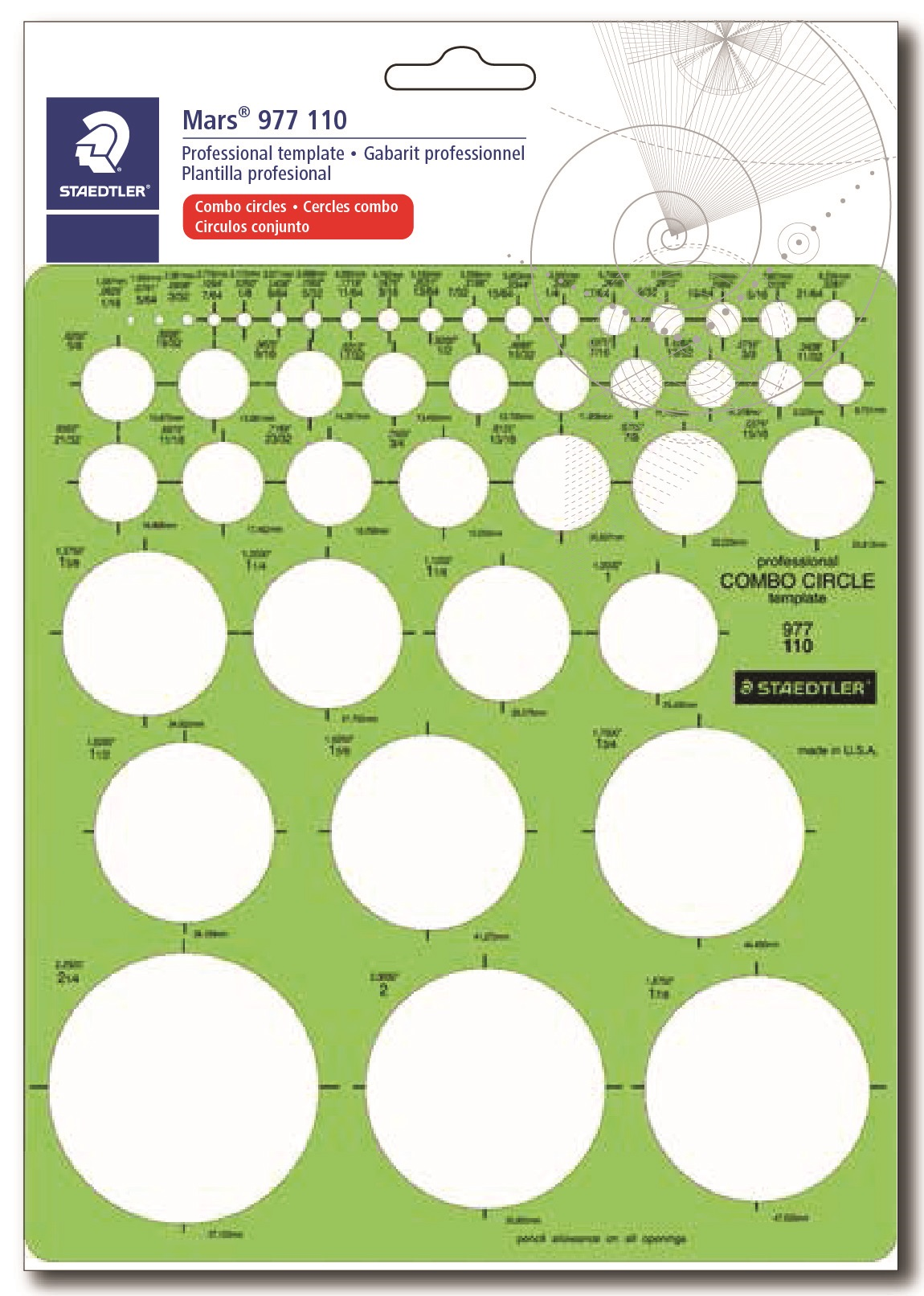 977-110-02 STAEDTLER-Mars Limited TEMPLATE COMBO CIRCLE CARD