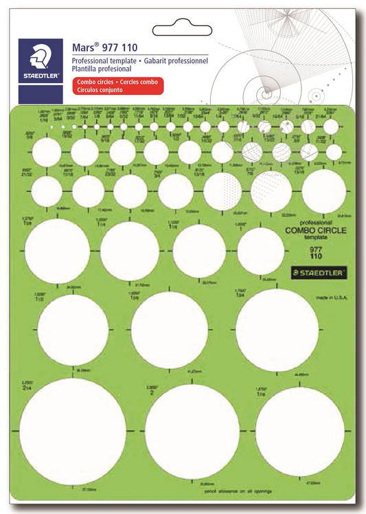 977-110-02 STAEDTLER-Mars Limited TEMPLATE COMBO CIRCLE CARD