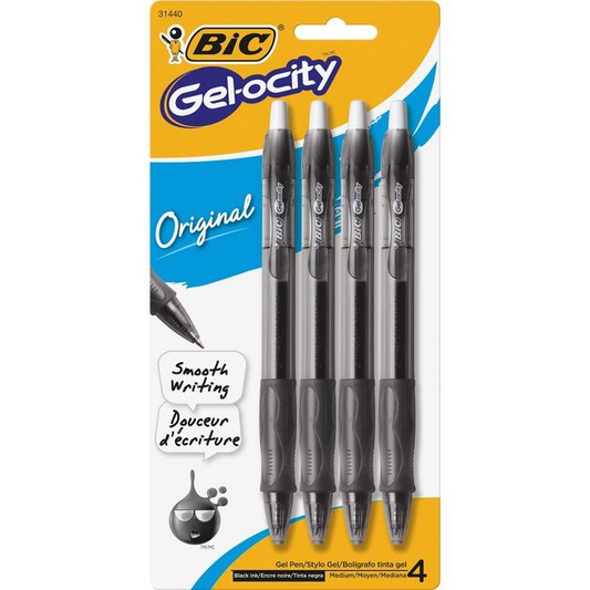 BTS BONUS - BIC GELOCITY Original, 0.7mm point/ pointe de 0,7 mm, Blister / Emballage - Black, 4 + 1 units