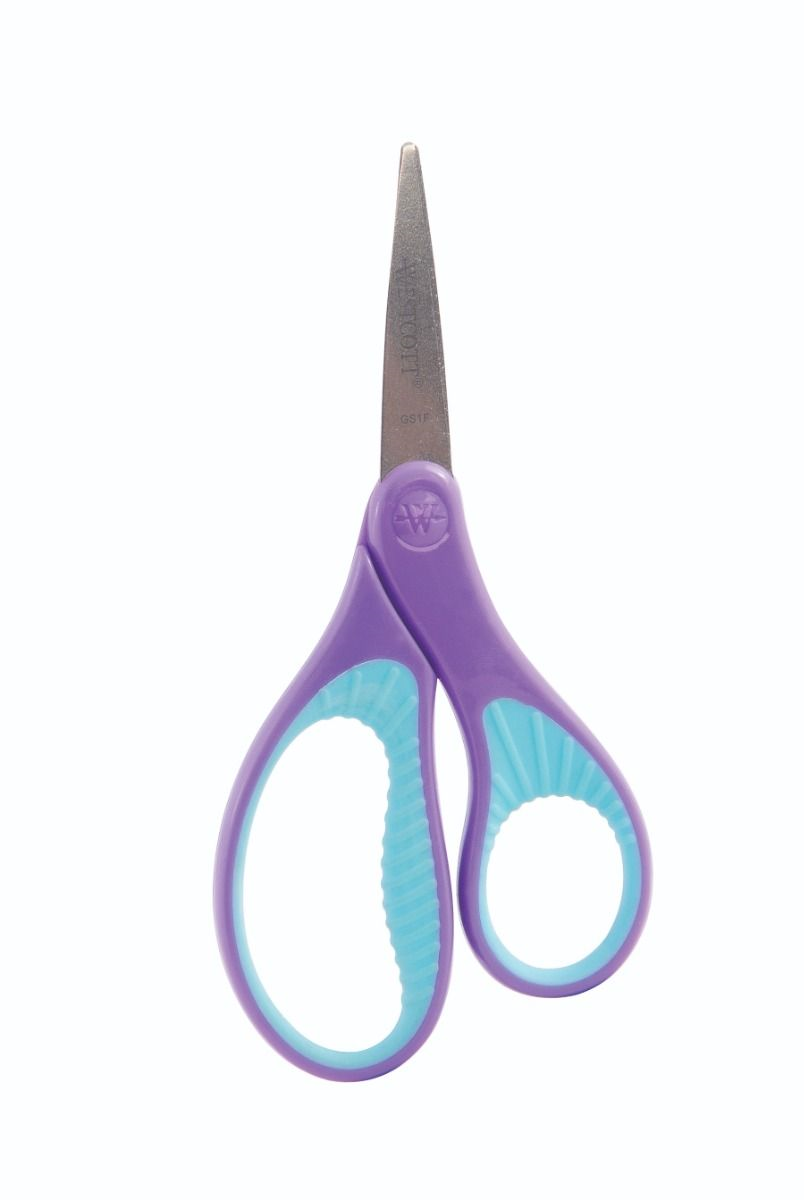 5? Antimicrobial Hard Handle Pointed Kids Scissors/ Ciseaux ? bouts pointus avec protection antimicrobienne poign?e douce pour enfants, 5 po