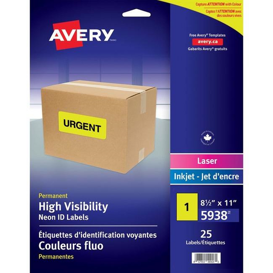 05938 HIGH VISIBILITY LASER FLUORESCENT YELLOW SHIPPING LABE