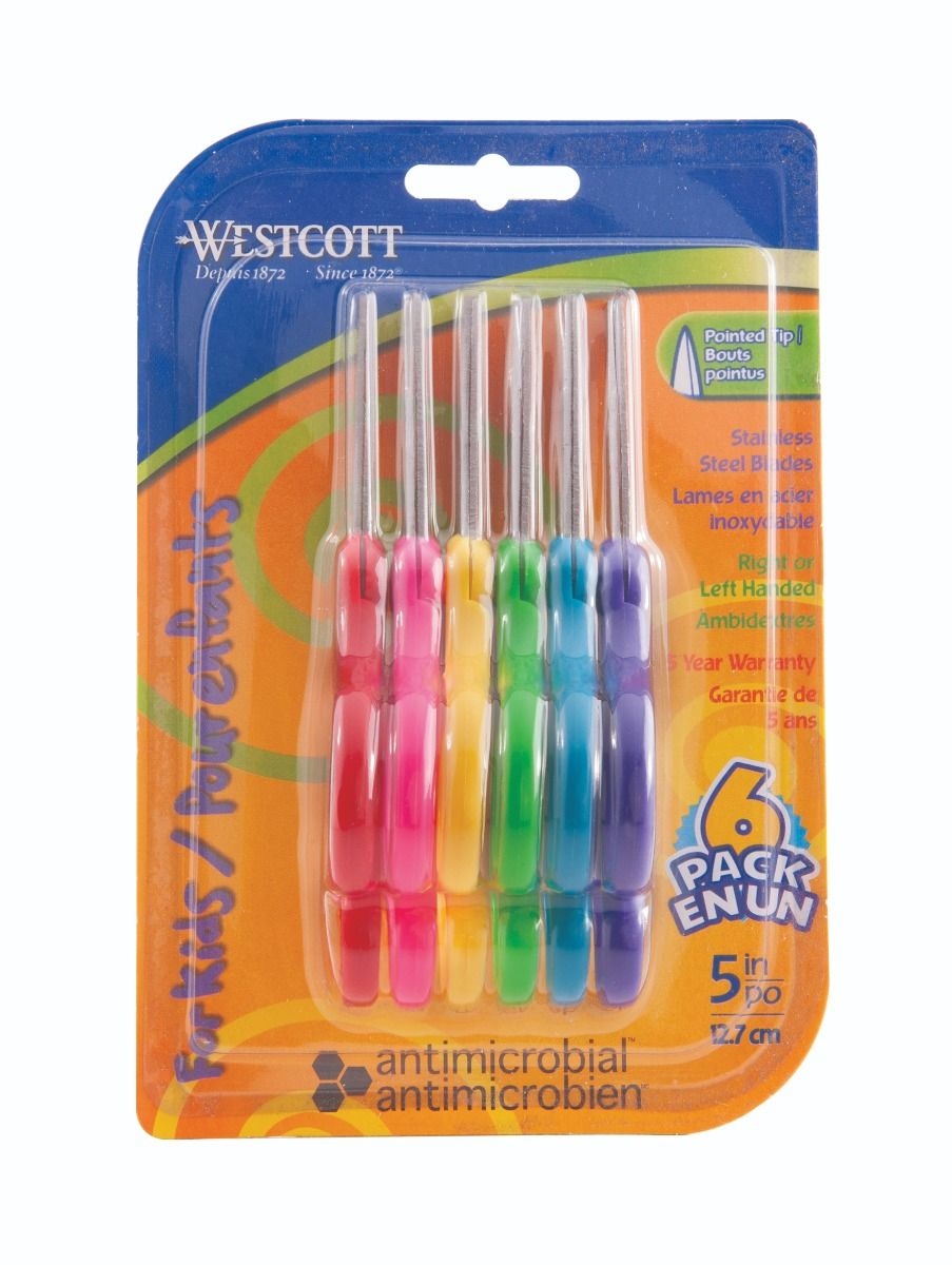 5? Antimicrobial Pointed Kids Scissors, 6/pk / Ciseaux ? bouts pointus avec protection antimicrobienne pour enfants, 5 po - 6/paquet