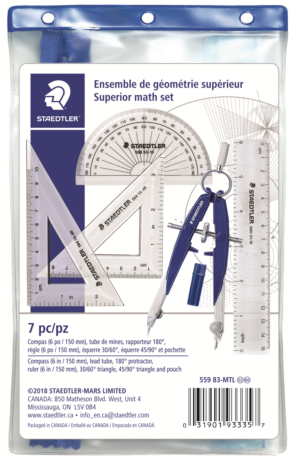 559-83-MTL02NA STAEDTLER-Mars Limited GEOMETRY SET 5pc POCK.