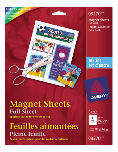 3270 WHITE MAGNET SHEETS, 8 1/2" X 11", 5 SHEETS/ENV.