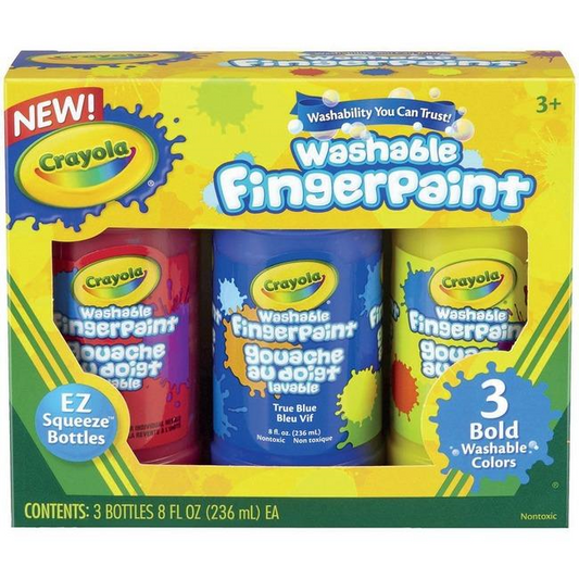 3 Washable Fingerpaints Red/Blue/Yellow