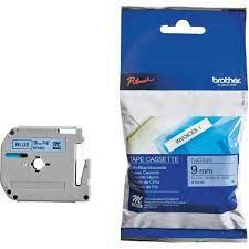 Brother Genuine MK521 Black on Blue Non-Laminated Tape for P-touch Label Makers, 9 mm wide x 8 m long