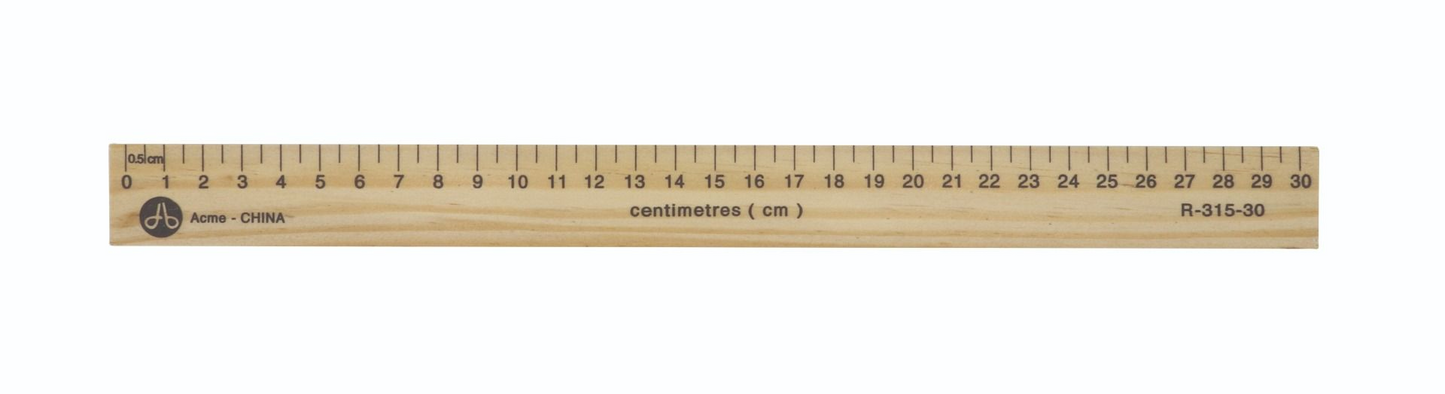 Wooden Ruler 30cm ? Recessed Edge / Regles en bois 30cm ? bord aminci