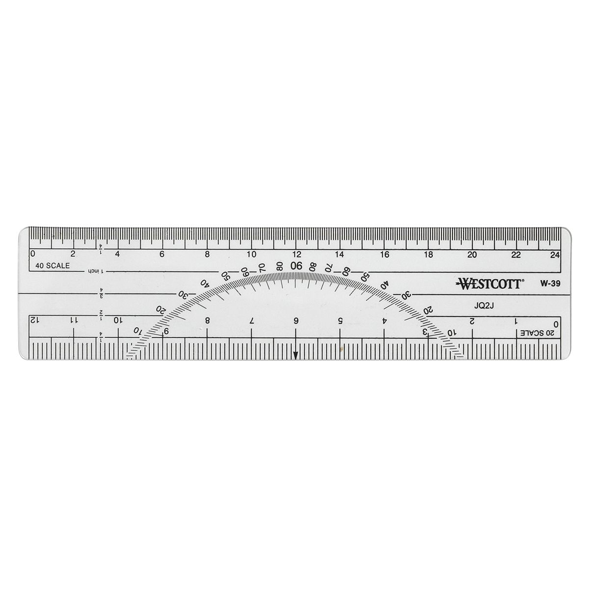 Protractor Ruler 20ths/40ths, 6?
R?gle rapporteur 1/20 et 1/40 au po, 6 po