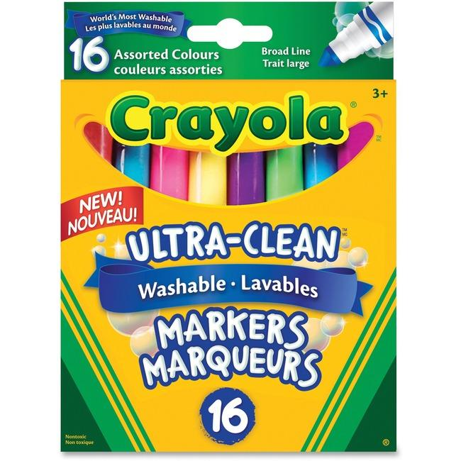 16 Washable Broad Line Markers, Assorted