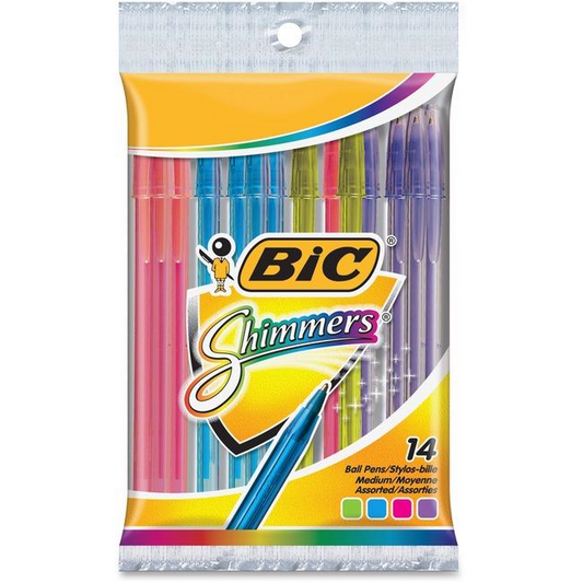 BIC CRISTAL FASHION, Medium Point / Pointe moyenne, Pouch / Pochette - Assorted, 14 units