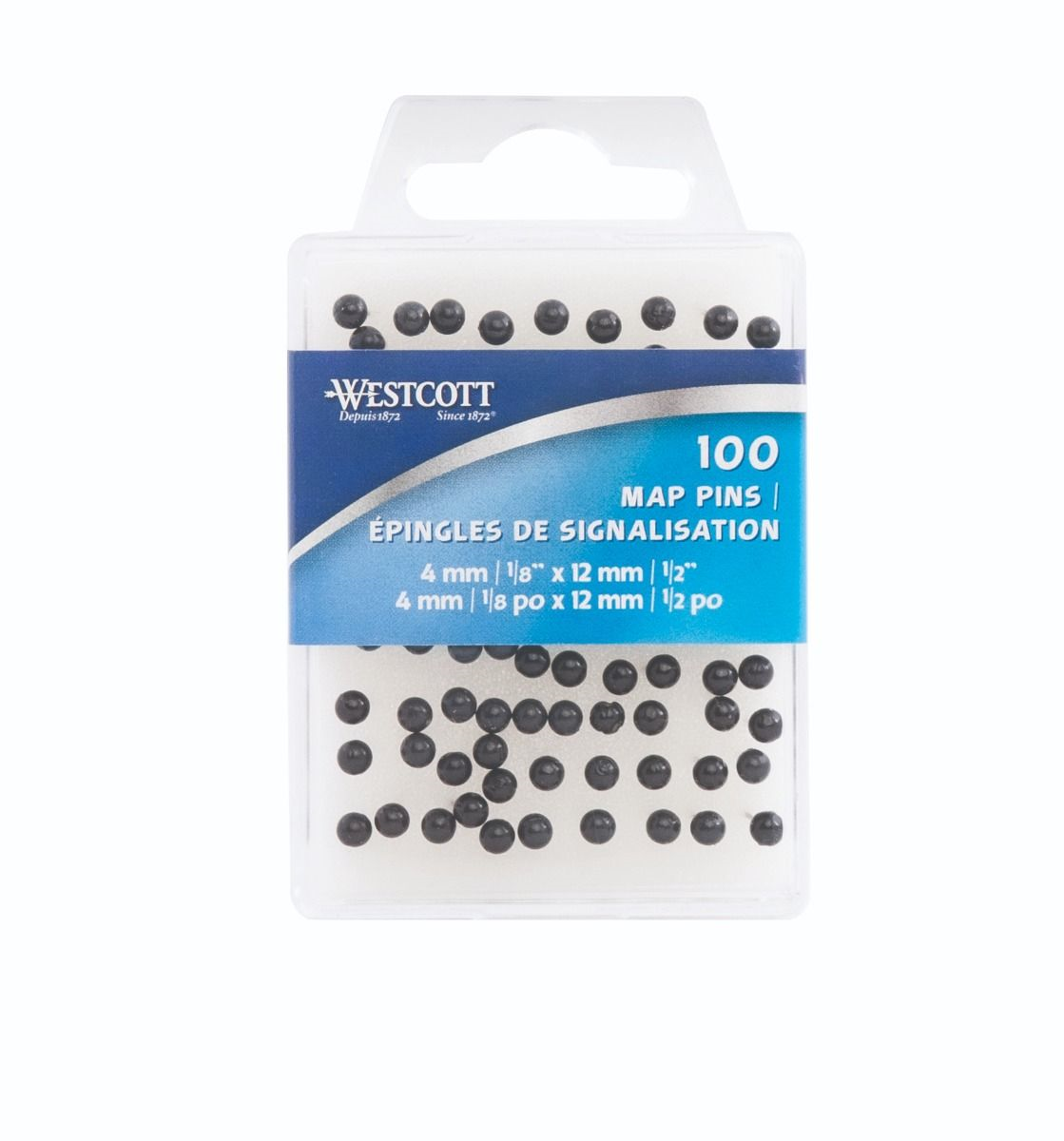 Map Pins Black, 100/Box / Noir 100 par bo?te