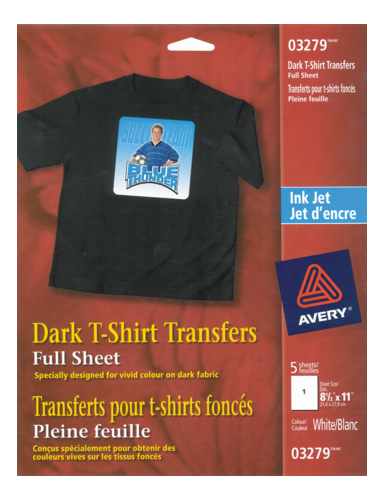 3279 DARK TSHIRT TRANSFER SHEETS, 8 1/2" X 11", 5 SHEETS/EN