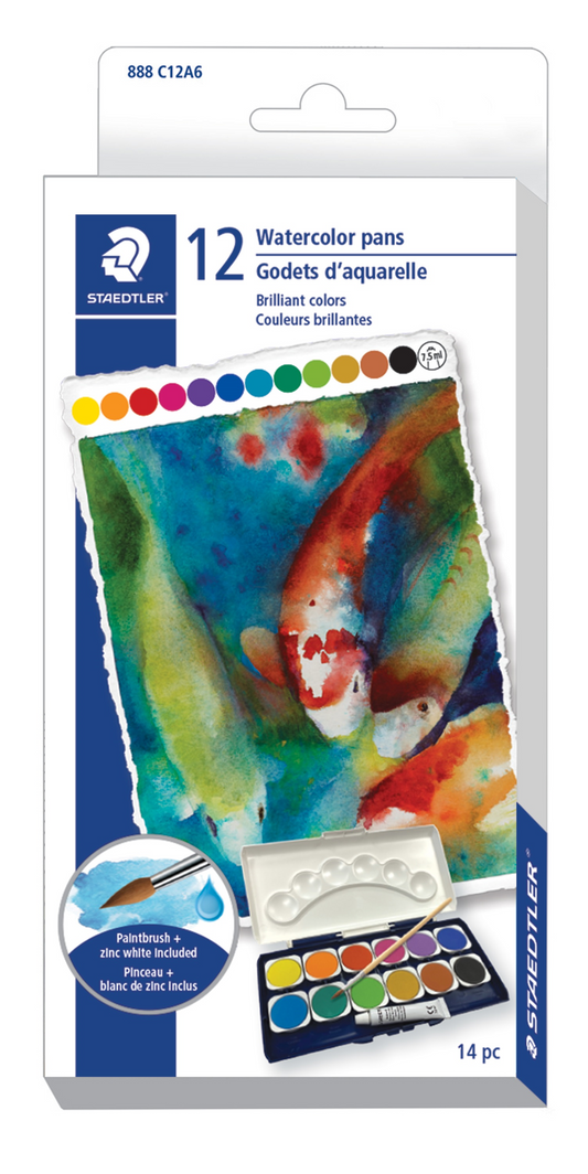 888-C12A602 STAEDTLER-Mars Limited WATERCOLOUR PAINT ASST+BRUS