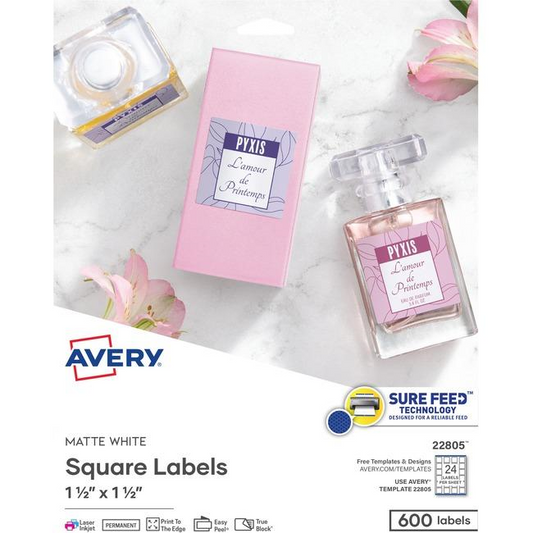 22805 PRINTTOTHEEDGE SQUARE LABELS 1 1/2" X 1 1/2", 25 SH